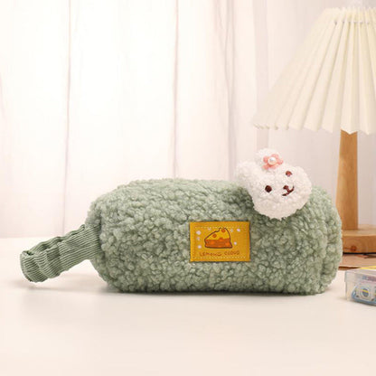 Portable Lamb Wool Large Capacity Simple Pencil Case