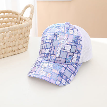 Colorful Sequin Mesh Breathable Stitching Children's Baseball Cap