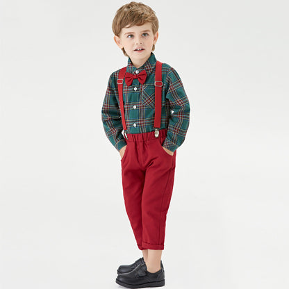 Wholesale Children's Cotton Long Sleeved Plaid Shirts and Gentlemen's Clothing