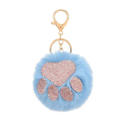 Fur Ball Cat Claw Plush Keychain
