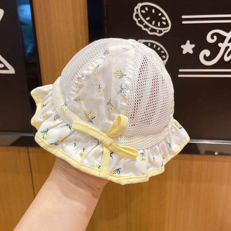 Cotton Children's Summer Floral Mesh Breathable Bucket Hat