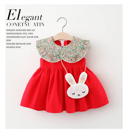 Girls Summer Sleeveless Solid Color Dresses