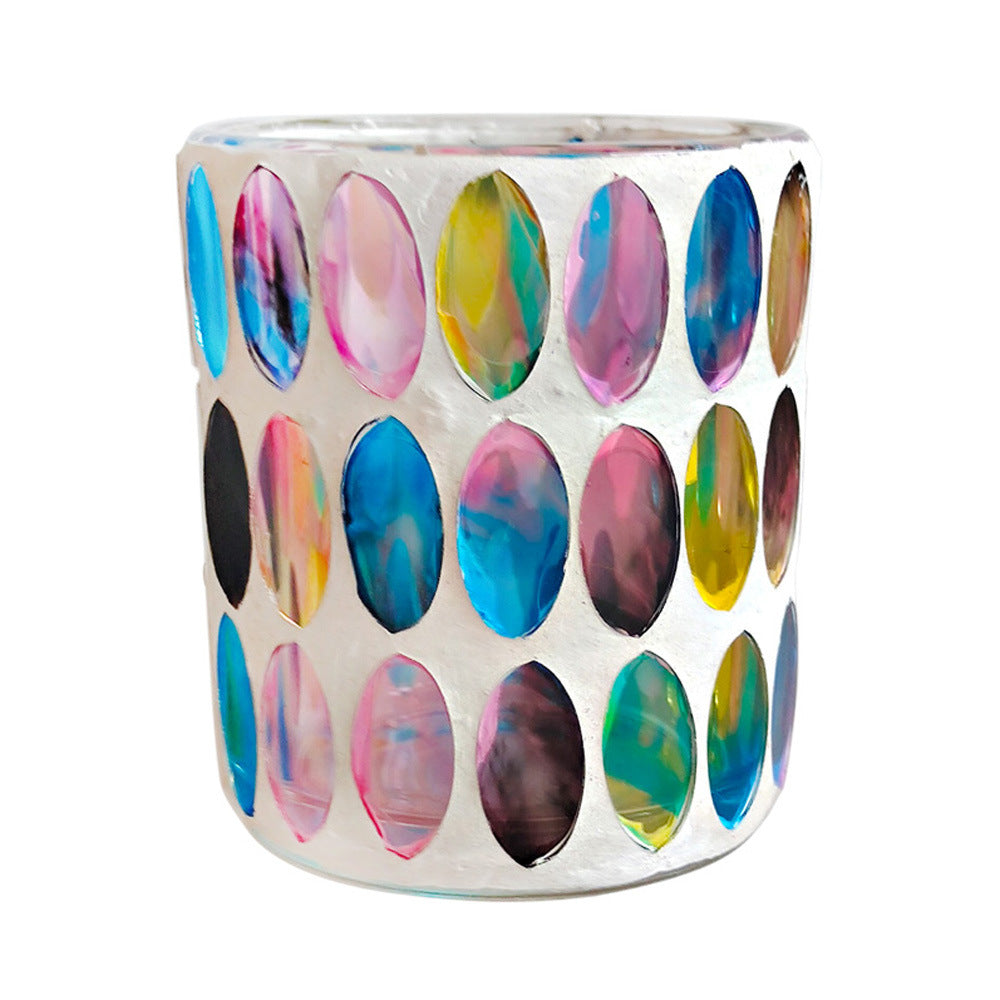 Rainbow Disc Mosaic Glass Candle Holder 10PCS
