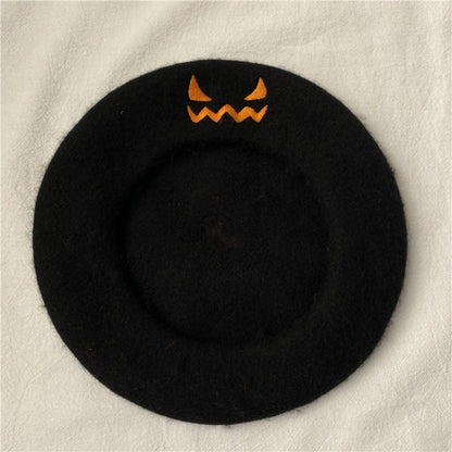 Halloween Smiley Pumpkin Witch Wool Parent-child Beret Hat