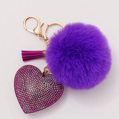 of 50pcs Velvet Inlaid Diamond Heart Tassel Zinc