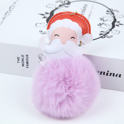 Christmas Plush Ball Santa Claus Plush Keychain