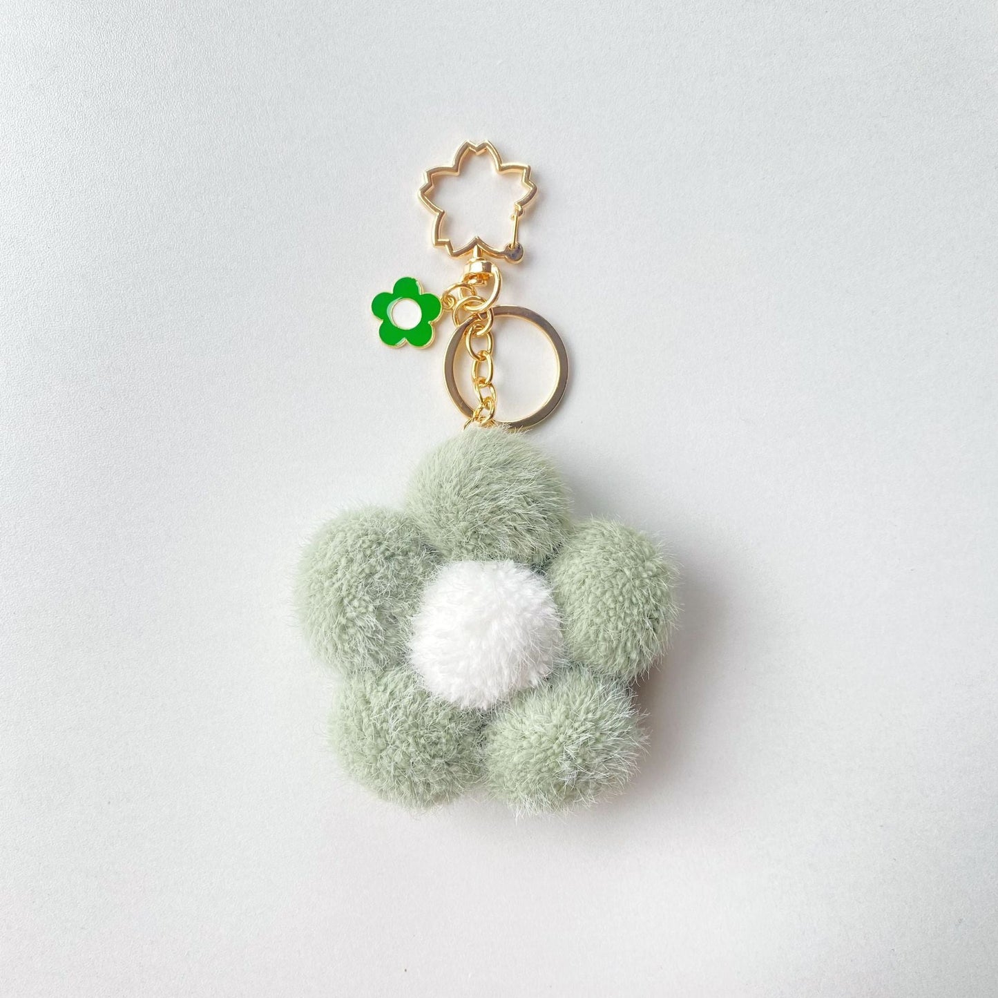 Plush Colored Flower Ball Keychains