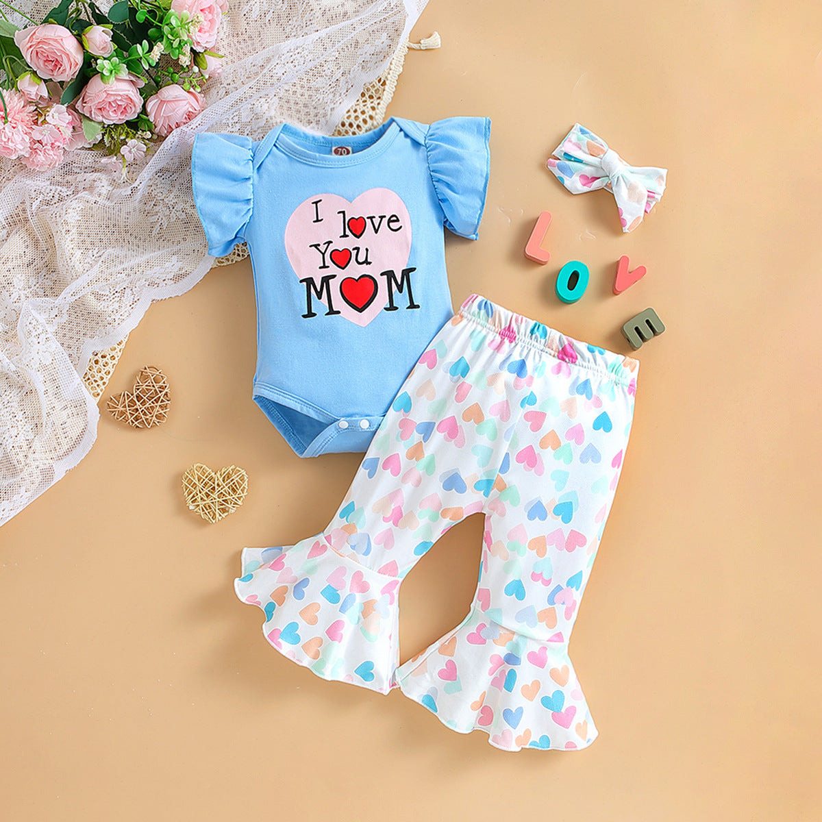 Polyester Jumpsuit Flare Pants Two Piece Set