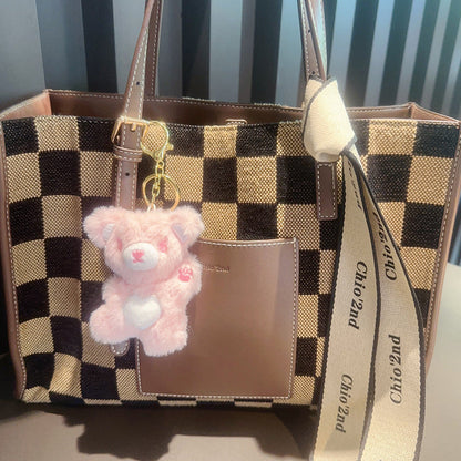 Cartoon Love Teddy Bear Plush Keychain