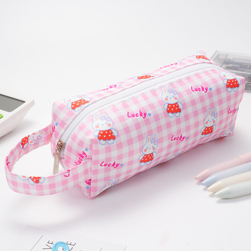 Large Capacity Cow Pattern Printed Simple Polyester Pencil Case