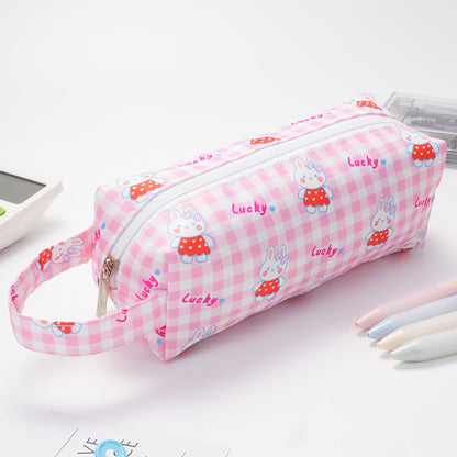 Large Capacity Cow Pattern Printed Simple Polyester Pencil Case