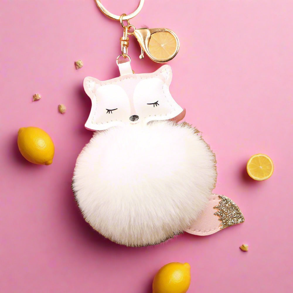 Fox Pu Leather Plush Bag Keychain