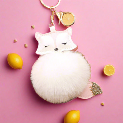 Fox Pu Leather Plush Bag Keychain