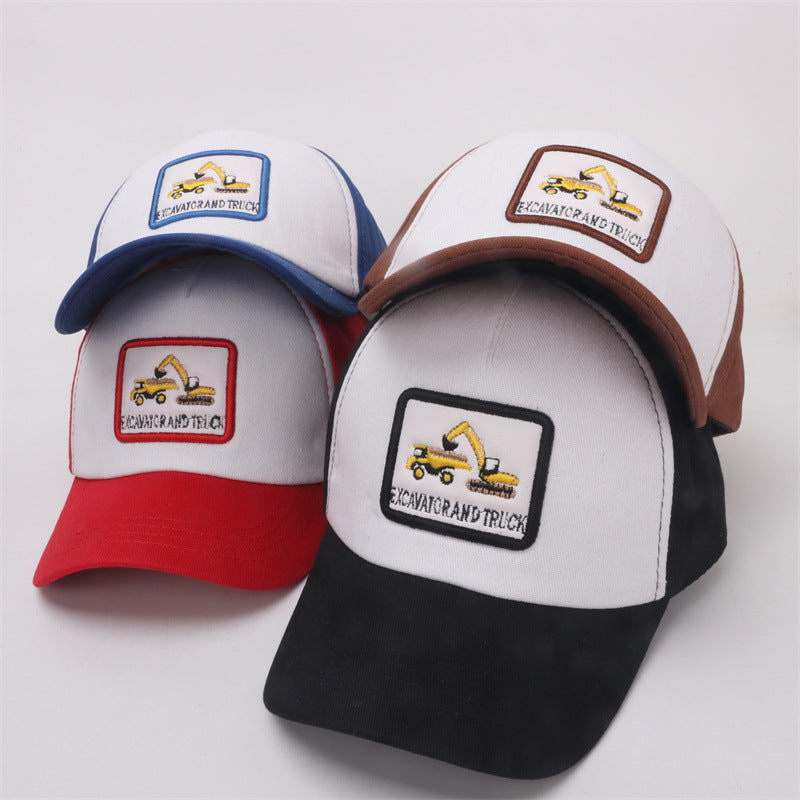 Cotton Polyester Cartoon Excavator Children's Baseball Caps