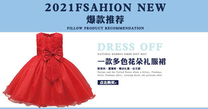 Wholesale Children's Short Sleeved Lace Polyester Dresses