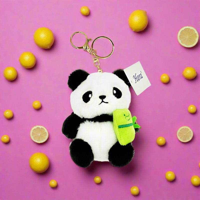 Cute Cartoon Plush Ball Panda Keychain
