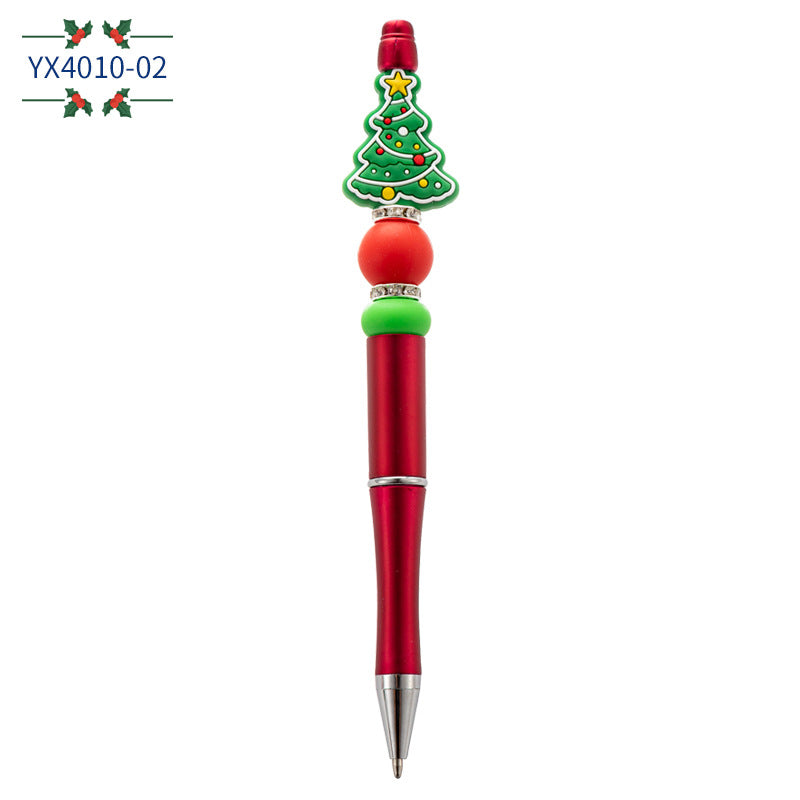 Christmas Cartoon Silicone Handmade Beaded Pen Ballpoint Pen
