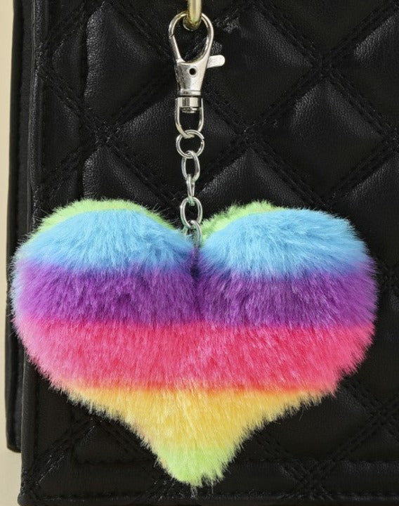 Rainbow Heart Plush Keychain