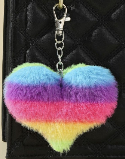 Rainbow Heart Plush Keychain