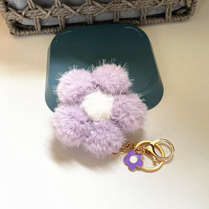 Cherry Blossom Fur Ball Car Keychains