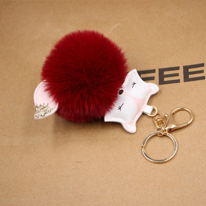 Fox Pu Leather Plush Bag Keychain