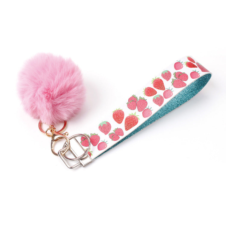 PU Leather Fur Ball Keychain