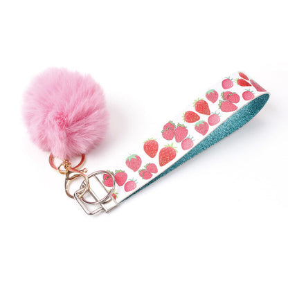 PU Leather Fur Ball Keychain