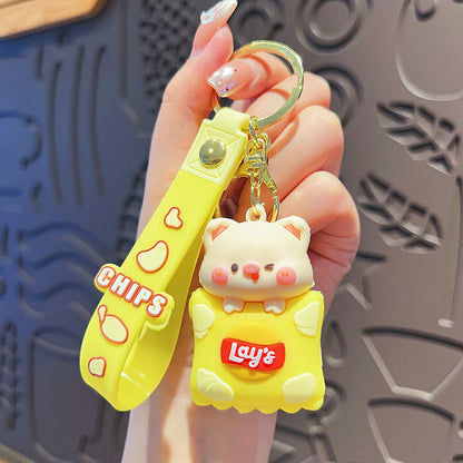 Cartoon Pig Panda PVC Soft Glue Keychain