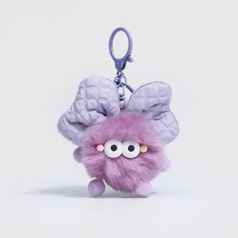 Bow Colorful Fur Ball Keychain