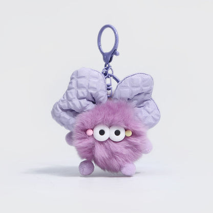 Bow Colorful Fur Ball Keychain