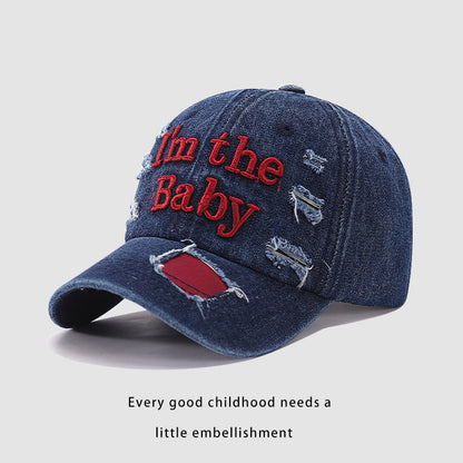 Cotton Embroidered Letter Hole Children's Baseball Caps