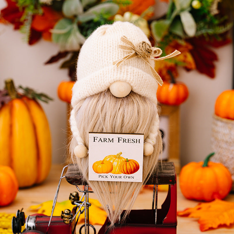 Doll Country Dwarf Orange Thanksgiving Autumn Polyester Ornaments
