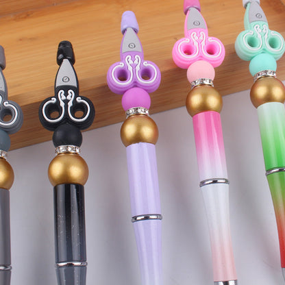Cartoon Silicone Scissors, Handmade Plastic Bead Pens