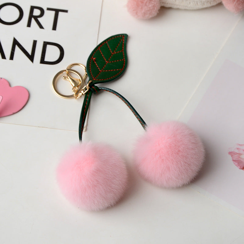 Small Cherry Plush Keychain