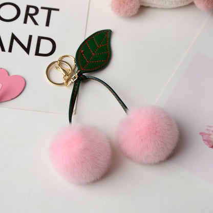 Small Cherry Plush Keychain