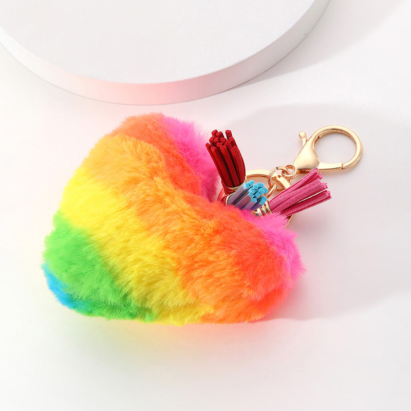 Plush Multi-color Fur Ball Tassel Key Chain