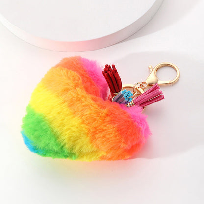 Plush Multi-color Fur Ball Tassel Key Chain