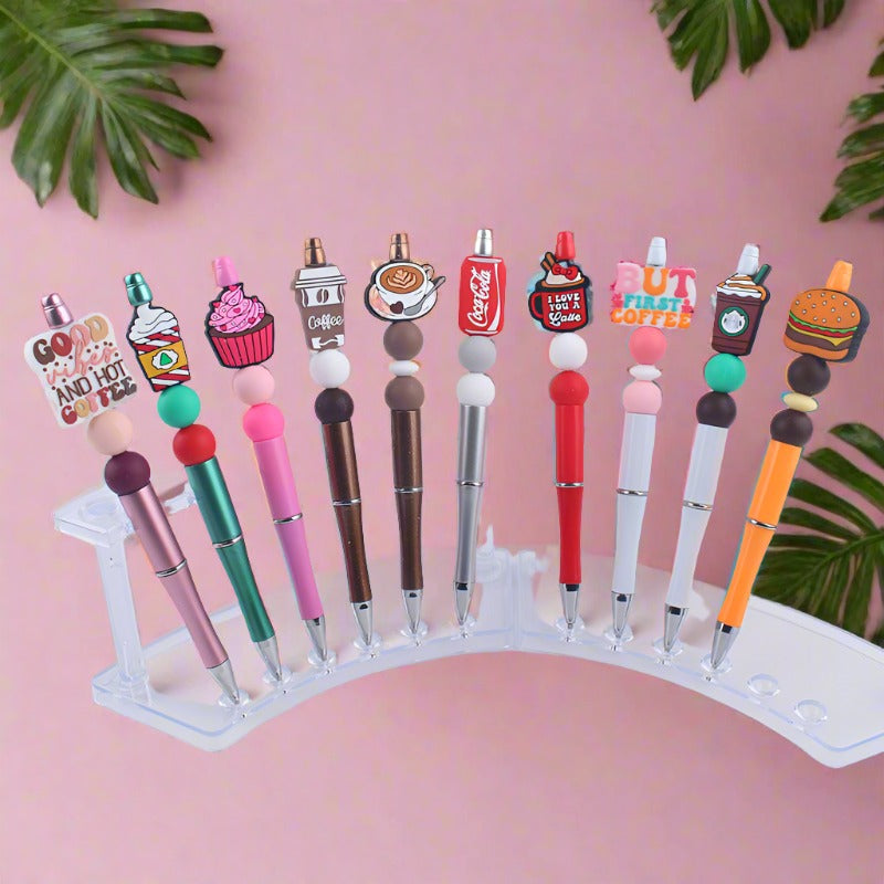 Beaded Pens DIY Coffee Cup Silicone Teether Handmade