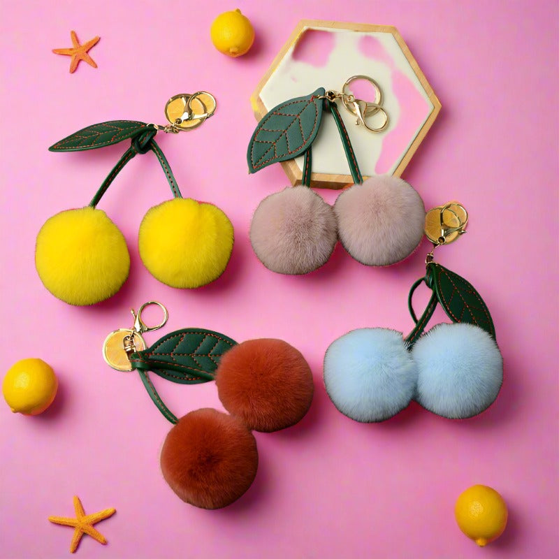Small Cherry Plush Keychain