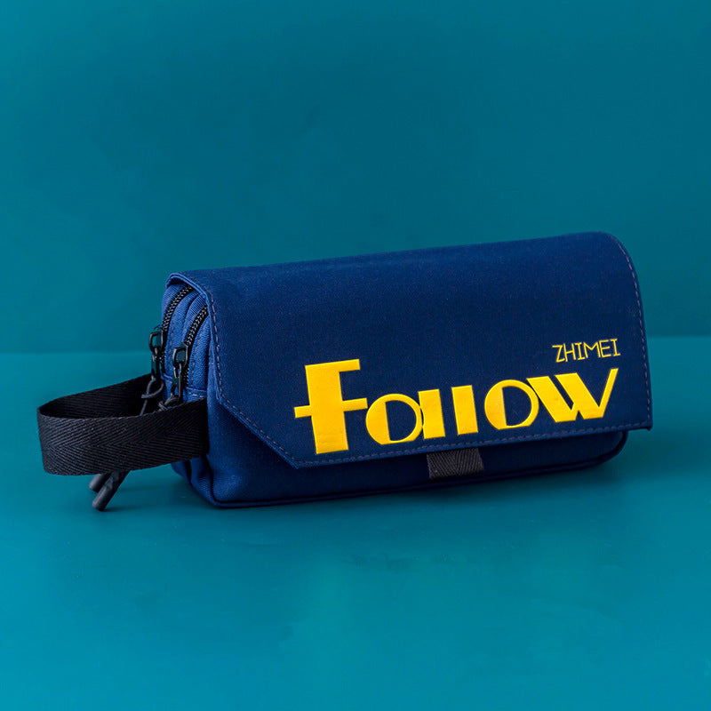 Simple Large Capacity Solid Color Canvas Pencil Case