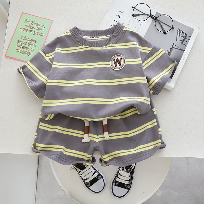 Boys Summer Casual Short Sleeved Shorts Cotton Set