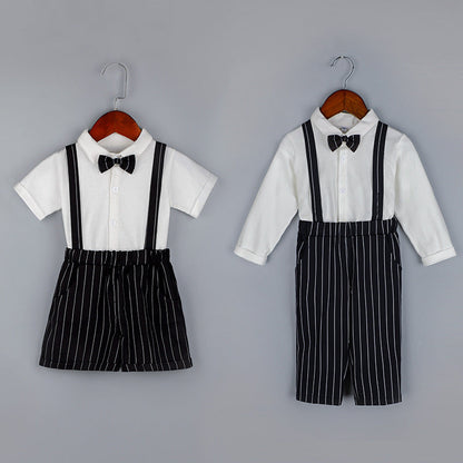 Wholesale Children's Cotton Short Sleeved Shoulder Belt Pants Set