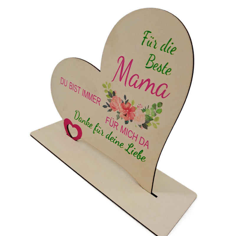 Mother's Day Heart-shaped Wooden Ornaments