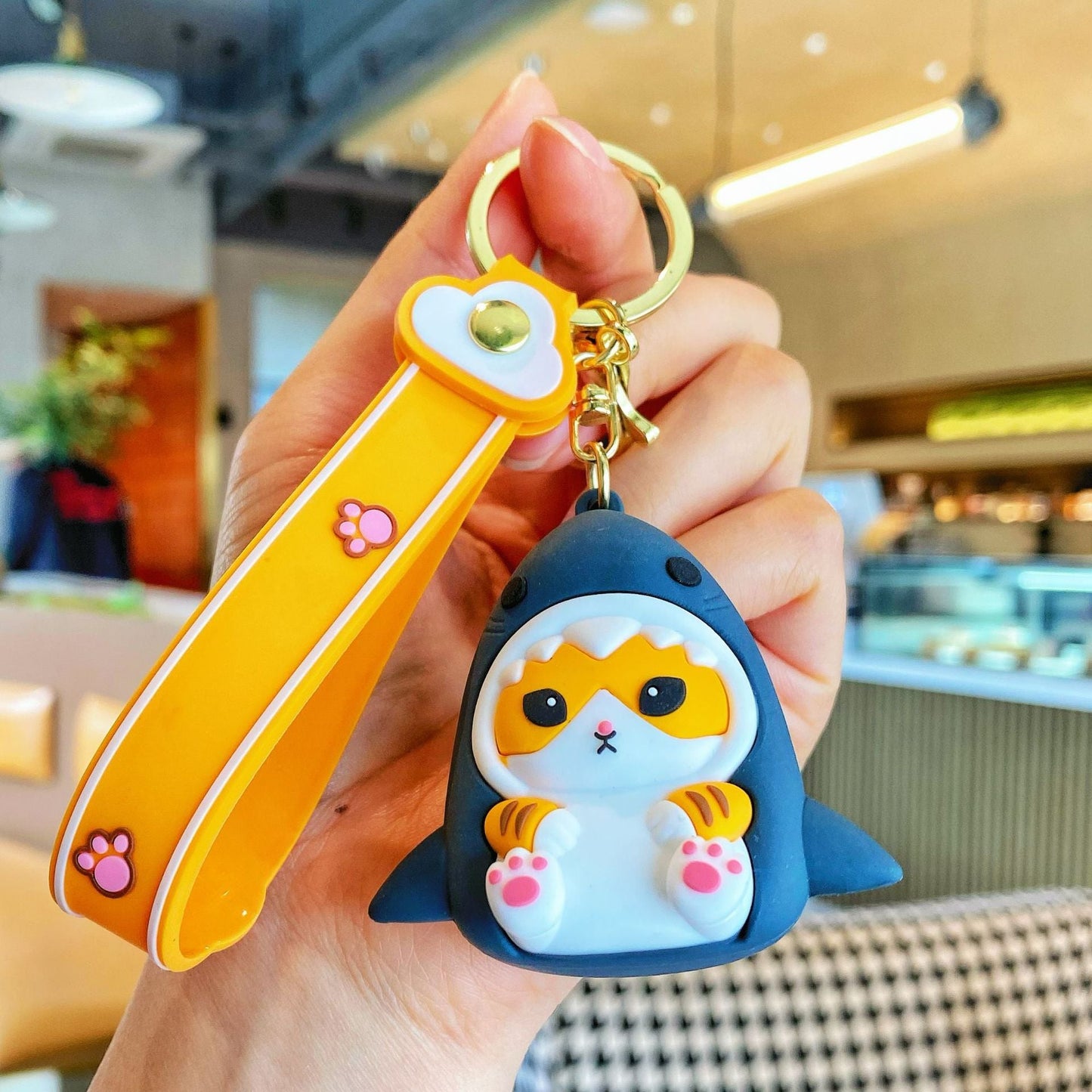 Cartoon Keychains Shark Cat Schoolbag Silicone Cute Keychain