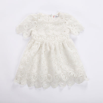 White Lace Hollow Out Princess Kids Dress