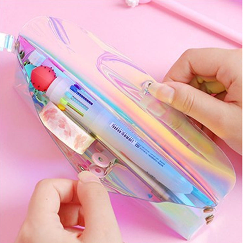Leather Transparent Laser Pencil Case