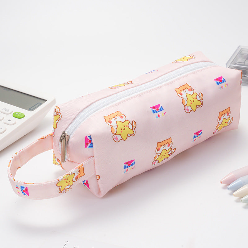 Large Capacity Cow Pattern Printed Simple Polyester Pencil Case