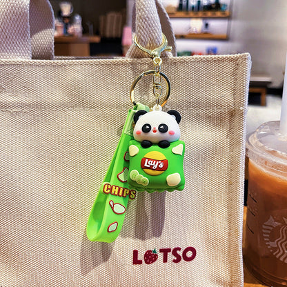 Cartoon Pig Panda PVC Soft Glue Keychain