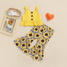 Cotton Children's Camisole Flower Flared Pants Suit