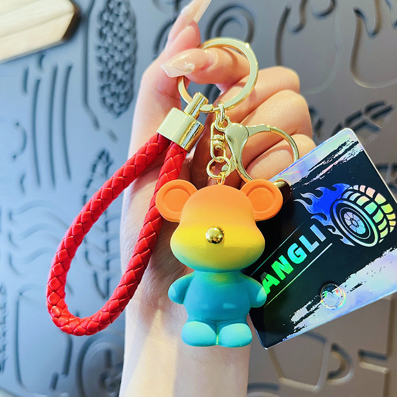 Cartoon Gradient Color Bear PVC Soft Glue Creative Keychain